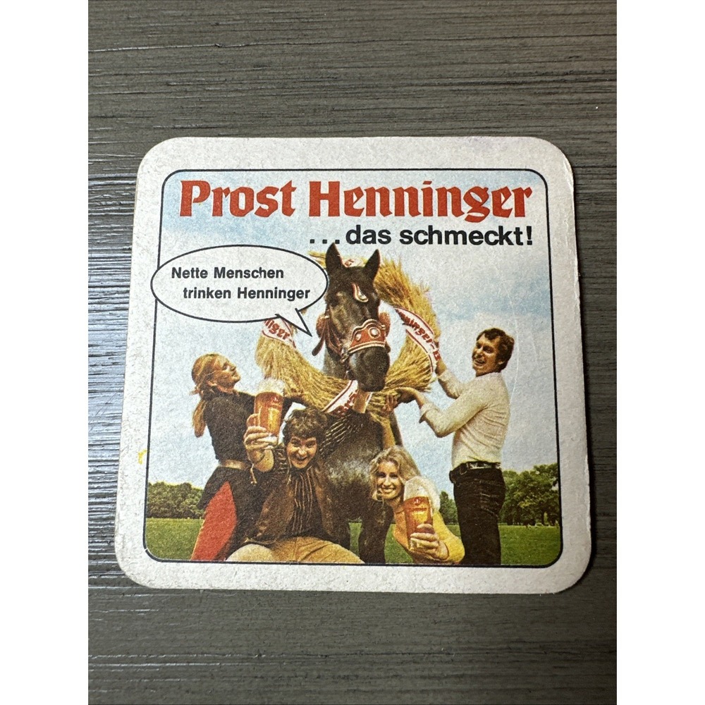 Vintage Christian Henninger das schmeckt‎ Beer Coaster German Breweriana